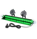 Xprite Green Aluminum Windshield Strobe Flashing Light w/Suction Cups, LED Dash Deck Visor Hazard Warning Caution Lights for Emergency Law Enforcement POV Vehicles Trucks Volunteer Moves Traffic