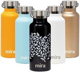 MIRA Alpine Stainless Steel Vacuum Insulated Water Bottle with 2 Lids, Sports Thermo Flask Keeps Cold 24 Hours, Hot 12 Hours, Reusable Hydro Bottle - 17 oz Jasmine Leaves