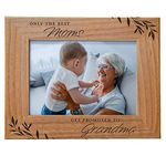 Cedar Crate Market Engraved Natural Wood Photo Frame Fits 5x7 Horizontal Portrait Frame for Grandma (Only The Best Moms get Promoted to Grandma)