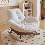 zxhrybh Rocking Chair Indoor, Glider Chair for Nursery, with Upholstered Seat and Back Glider Rocking Chair, for Nursery, Bedroom, Living Room (Color : Beige+coffee, Size : A)