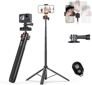 VRIG TP-16 Extendable Phone Tripod,145cm Camera Tripod 2in1 iPhone Tripod iPhone Tripod，Stage 360 Degree Rotation Compact Light Weight/Convenient Three Leg Camera/Action Camera