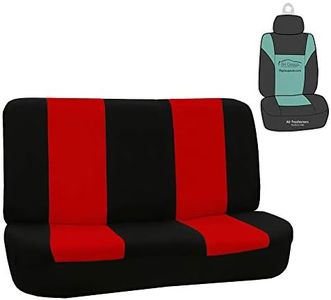 FH Group Universal Solid Bench Car Seat Cover fits Detachable Headrests– Universal Fit for Cars Trucks & SUVs (Red/Black)