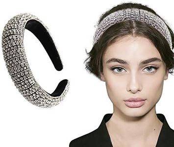 milylove Rhinestone Crystal Diamond Headbands for Women Fashionable Handmade Wide Hair Hoops Beaded Bling HairBand Hair Accessories