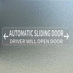 Automatic Sliding Door Sticker Sign Vinyl 50mm x 200mm Back Self-Adhesive Driver Will Open Door Warning Decal for Window Car 10 Pack