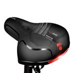 K.K. VillA Comfortable Wide Bicycle Seat with Dual Shock Absorbers, Memory Foam Cushion & Reflective Backlight – Universal Bike Saddle for Mountain, Road & Exercise Bikes – Waterproof