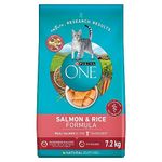 Purina ONE Dry Cat Food, Salmon & Rice Formula - 7.2 kg Bag