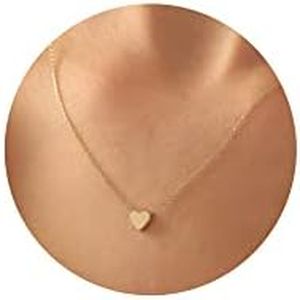 Tewiky Heart Necklace for Women, Dainty Gold Necklace 14k Gold Plated Trendy Heart Choker Necklaces Small Cute Necklaces Simple Gold Necklace for Women Gifts