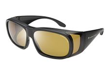 Eagle Eyes Fit Ons Polarized Sunglasses,Matte Black Frame/Gold Brown Lens,one size