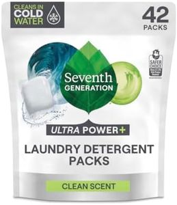 Seventh Generation Laundry Detergent Packs, Ultra Power+, Clean Scent, EPA Safer Choice Certified, 42 Loads (45 ct)