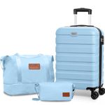 AnyZip Luggage Set 20 Inch Carry on Luggage PC ABS Hardshell Lightweight Suitcases for Travelling with 4 Universal Wheels TSA Lock (LightBlue)