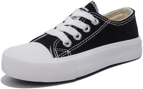 OPOEE Girls and Boys Low Top Comfortable Canvas Kids Lace up Sneakers (Black, Toddler, Women, 10, Numeric, US Footwear Size System, Narrow)
