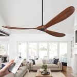 ABZ Wood Ceiling Fans Without Lights, 84 Inch Extra Large Ceiling Fan no Light with Remote, High CFM Indoor Outdoor Ceiling Fan no Light Propeller for Patios Farmhouse Garage