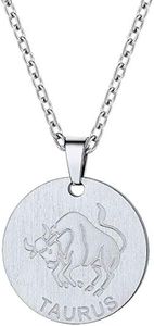Layered Layering Necklace Taurus Zodiac Coin Necklace Stainless Steel Constellation Horoscope Pendant Women Jewelry Personalized Custom Name Birthday Gift