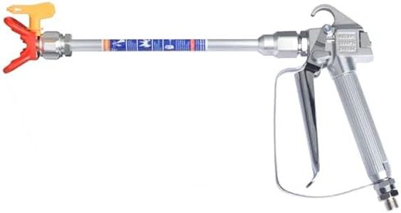 JWGJW Airless Paint Spray Gun, 3600PSI, Silver, Steel & Stainless Steel, Handheld, For Graco Titan Hose Sprayers, Includes Gun, 10 Inch Extension Pole, 517 Tip