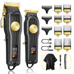 NUGARM Hair Clippers for Men Cordless Hair Clipper Hair Trimmer Barber Clippers Zero Gapped T-Blade Hair Trimmer with LCD Display & Guide Combs Beard Cutting Kit