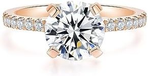 IMOLOVE Moissanite Engagement Ring D Color VVS1 Clarity Moissanite Engagement Rings for Women Wedding Rings for Women Lab Created Diamond Rings Promise Rings for Her-Rose-105-2CT