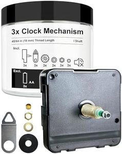 MXDFL High Torque Clock Mechanism Replacement Kit Long Shaft, Silent Quartz Movement with Hands and Motor, DIY Repair Kit for Battery Operated Wall Clocks Works, 45/64 in (18 mm) Thread Length