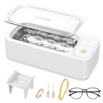 Ultrasonic Ring Cleaner Machine, LUWIINE Jewelry Cleaner with 500ml Stainless Steel Tank, 47KHz Glasses Cleaner for Eye Glass, Diamond, Earring, Coins, Watch Strap, Retainer, Dental, Denture