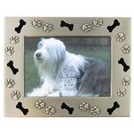 Mission Gallery 4" x 6" Metal Photo Picture Tabletop Frame for Dog or Puppy with Bones & Paw Prints