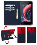 ACM Magic Magnetic 2 in 1 Leather Flip Case/Back Cover Compatible with HTC Desire 10 Lifestyle Mobile Flap Navy Blue