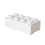 LEGO Lunch Box with 8 Knobs – Food-Grade, Dishwasher Safe, Versatile Storage Container, Pencil Case, Snack Box, 950ml, for Kids & Adults White