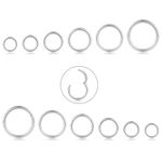 CASSIECA 12 Pcs 6-16mm Stainless Steel Cartilage Hoop Earrings for Women Girls Hypoallergenic Nose Ring Helix Lobes Hinged Sleeper Earrings Piercing Jewelry 16G Set