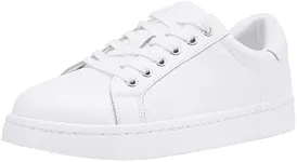 Vepose White Sneakers for Women,8003L Leather Casual Tennis Sneakers,Lace Up Walking Shoes,Size 7(CJY8003L White 07)