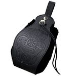 Medieval Faux Leather Drawstring Pouch Portable Belt LARP Waist Bag Viking Renaissance Cosplay Costume Purse Steampunk Dice Bag for Men Women (F)