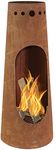 Sunnydaze Sante Fe 50-Inch Rustic Heavy-Duty Steel Chiminea with Rust Patina Finish - Wood Grate Included