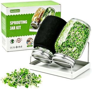 Sprouting Kit,Seed Sprouting Jar Kit,2Pcs Large Wide Mouth Mason Jar with 304 Stainless Steel Screen Sprout Lid,Sprout Jar Stand,Tray,Blackout Sleeves,Sprouts Growing Kit for Broccoli,Mung Bean