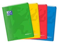 Oxford Set of 4 Easybook Notebooks 24 x 32 cm Large Squared Seyès 96 Pages Stapled 90 g Polypropylene Cover Assorted Colours