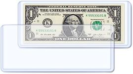 Jutieuo 25-Count Dollar Bill Holders Transparent Bill Sleeves Clear Currency PVC Protectors for Regular Bills Money Banknotes and Stamp Collecting Supplies, 6.8 x 2.9 Inch