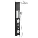 ROVOGO Shower Panel Tower with Shelf, Adjustable Shower Arm, Rainfall Shower Head, Body Jets and Handheld, Thickened Shower Column with Safe Round Corners, Black Panel with Chrome Fixtures