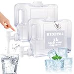 VIDETOL 3L Fridge Water Dispenser with Tap, 2 Pack Reusable PETG Plastic Drink Dispenser, Desktop Water Dispensers for Office, Beaches, Camping and Home