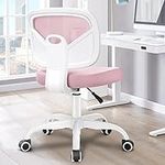 Primy Desk Office Chair Armless, Home Office Desk Chair Adjustable Height, Mid-Back Ergonomic Desk Chair Breathable Mesh Desk Chairs with Wheels for Office Bedroom Studying Room(Pink)