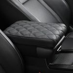 POKSRI Cowhide Genuine Leather Center Console Cover pad for car,Black Armrest Box mat, Vehicle Arm Rest Cushion Protector,Middle Consoles Hand Rest Pillow (sizeB 35.5x20x5.5cm)