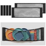 TOBWOLF 2PCS 25x80cm / 9.8x31.5in Mesh Storage Pocket Bag with Tape Sticker, Hook & Loop Elastic Cargo Net RV Netting Pocket, High Capacity Car Trunk Net Wall Sticker Pouch Bag For Car RV Home Storage