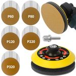 Pomsare 125mm Angle Grinder Grinding Discs Attachments M14, Upgraded 50 Pack Flap Sanding Discs for Drill 60/80/120/220/320 Grit, Sander Polishing Pads Kit, Premium Gold Sandpaper for Wood Metal Car