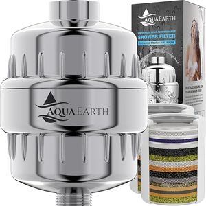 Shower Head Filter For Hard Water to Remove Chlorine Fluoride Water Softener Coconut Shell Activated Carbon Reduces Dry Itchy Skin Heavy Metals Other Sediments Vitamin C Aqua Earth