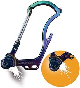 OUTDOOR ELEMENT Firebiner 6-in-1 Fire-Starting Carabiner EDC Emergency Multitool -Keychain,Utility Blade,Bottle Opener,& More