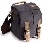 S-ZONE Water Resistant Camera Bag Small Case Canvas Messenger Bag Compatible with DSLR SLR