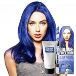 Knight & Wilson Colour-Freedom 150ml Truly Blue Semi-Permanent Hair Colour - Ultra-Vibrant Vegan Friendly Colour Mask with Shine Booster Complex - Ammonia Free Colour Lasts Up To 6-10 Washes