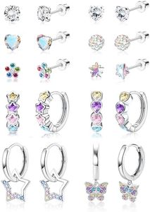 Florideco Hypoallergenic Earrings for Girls Surgical Steel Screw Back Stud Earrings for Toddlers Small Hoops Huggie Earrings for Teens Cute Little Girls Earrings for Kids(over 4 years old)