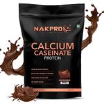 NAKPRO Calcium Caseinate | 26.81g Protein, 5.12g BCAA | Helps in Muscle Recovery | Slow Absorbing, Slow Digesting, Low Carbs Casein Protein Powder (1 Kg, Double Rich Chocolate)