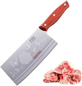 TJ POP Meat Cleaver Knife 7.4 Inch, Ultra Sharp Chinese Chef's Knife, Full Tang Bone Chopper Knife, Heavy Duty Butcher Knife, High Carbon Stainless Steel Blade Thickness 2.5 mm, TJ SEGA Series TC1707