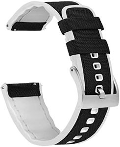 BARTON WATCH BANDS, 22mm Black Top/White Bottom - Cordura Fabric and Silicone Hybrid Watch Bands with Integrated quick release spring bars - Cordura Fabric and Silicone - Stainless Steel Hardware