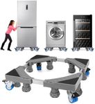 HHXRISE Mobile Roller, Mobile Base with 4 Locking Wheels and 8 Feets, Universal Adjustable Furniture Dolly for Washing Machine Stand Base, Refrigerator, Washer & Dryer, Appliance Mover, Moving Cart