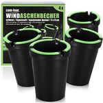 com-four® 4x ashtrays for outdoors - wind ashtrays - storm mesh cups with luminous lid - car ashtrays, Ø 8 cm (04 pieces - black)