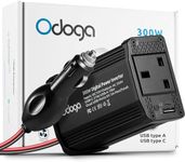 Odoga 300W Car Power Inverter 12V to 240V / 230V Converter, USB-A and USB-C 3A Charging Ports - Charge Your Laptop, iPad, iPhone, Tablet, Consoles & More - Durable and Powerful - Black Aluminum Body