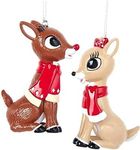 Kurt S. Adler Rudolph The Red-Nosed Reindeer and Clarice Christmas Holiday Ornament Set Gift Boxed (One Size, Brown)